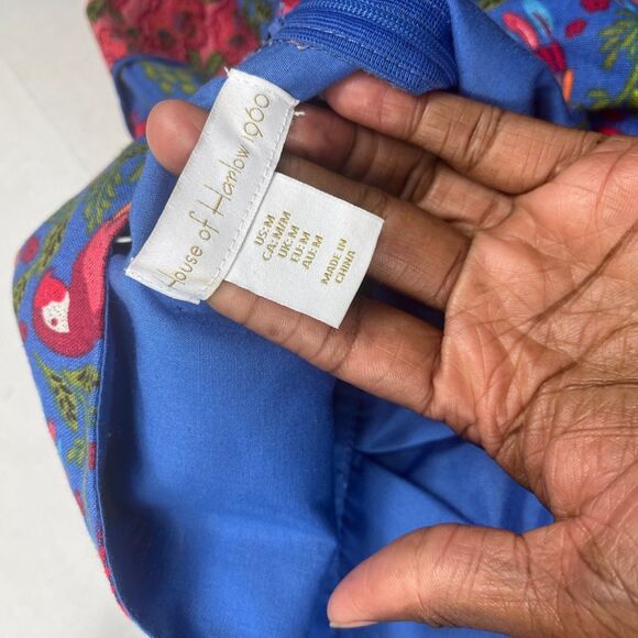 House of Harlow 1960 Midi Dress Floral Tiered V-Neck Tropical Boho Side Zip M - Picture 6 of 9